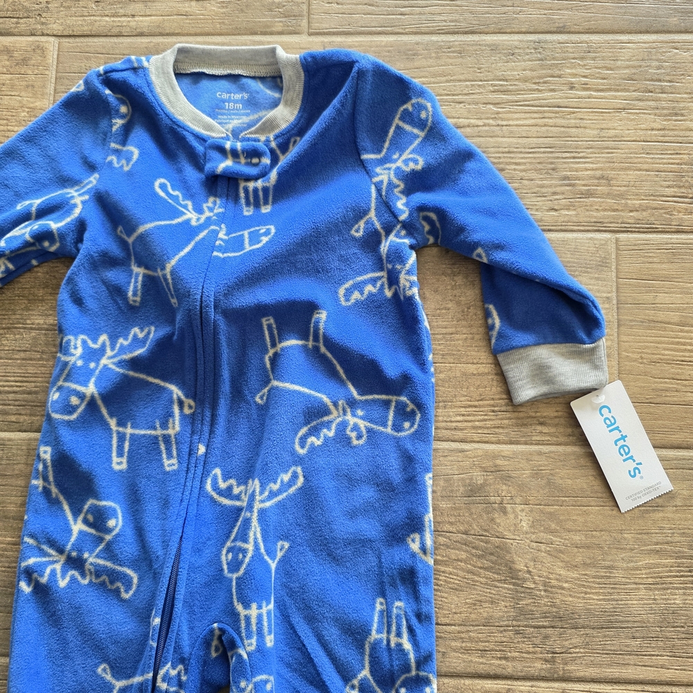 Carter's Blue Moose Print Kids Pajamas
